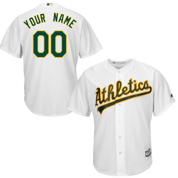 Youth Oakland Athletics Majestic White Custom Cool Base MLB Jersey